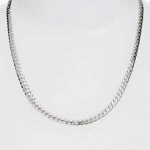 Jenny Bird Wallace Cuban Herringbone Silver Chain Necklace